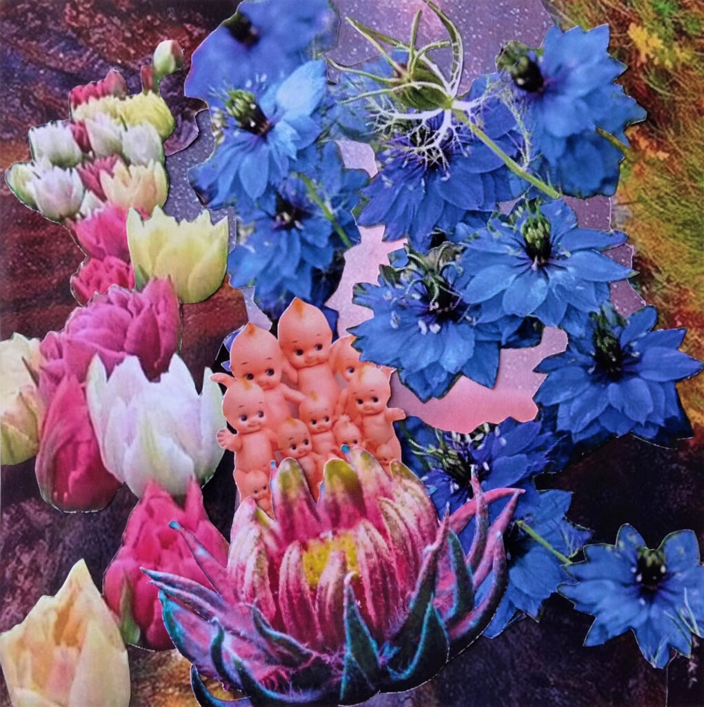 Flowering - 19 x 19 cm - collage, papier - verkocht